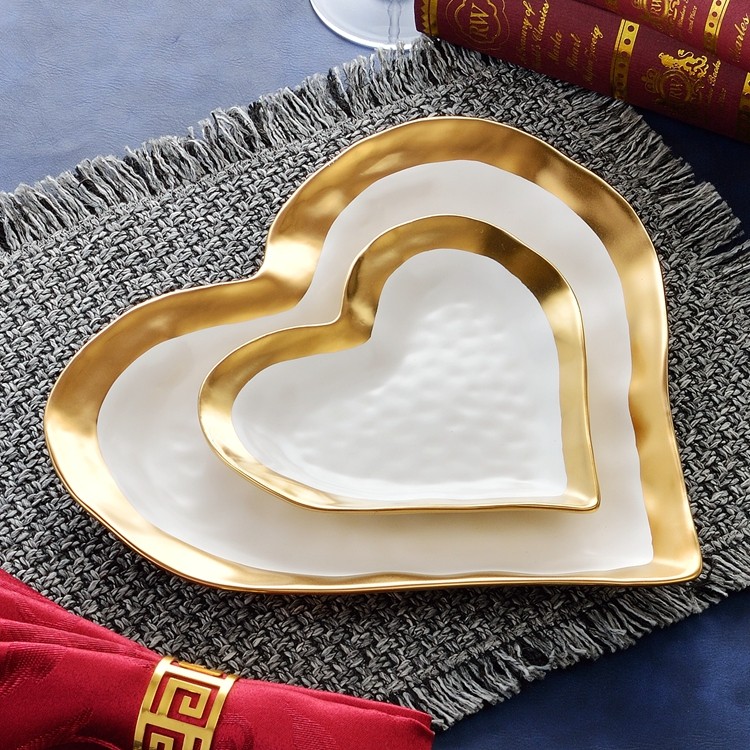 工艺陶瓷爱心盘 欧式会所家居西餐盘 心形盘桃心盘西式茶点盘瑕疵