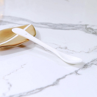 白色釉下彩瓷器陶瓷咖啡勺纯色长勺咖啡果汁牛奶饮品搅拌勺 瑕疵