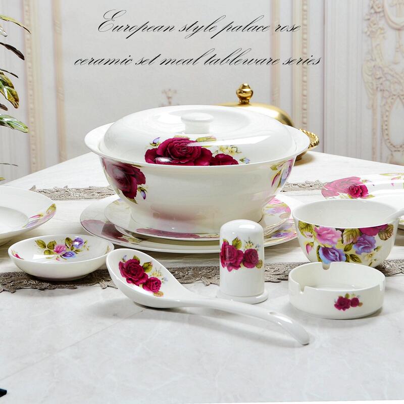 欧式风格宫廷风轻奢玫瑰花卉陶瓷餐具餐盘 欧系家居餐饮盘碗 瑕疵