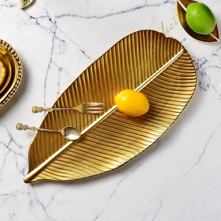 欧式 16.5英寸白色陶瓷大芭蕉叶子盘水果盘刺身寿司海鲜盘平盘瑕疵