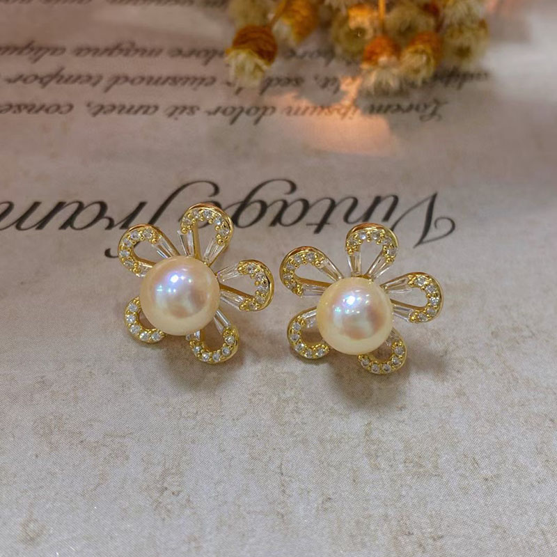 akoya羽皇金海水真珍珠耳钉