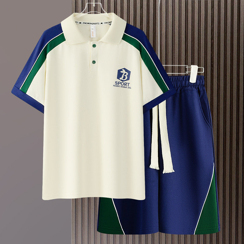 潮流帅气学院风初中小学生班服男女可穿青少年夏季套装短袖polo衫