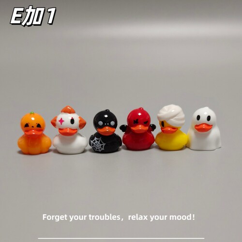 E加1 新品创意万圣节幽灵鸭恶魔南瓜鸭子diy装饰品配件微景观摆件