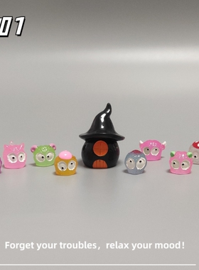 E加1 万圣节装饰品可爱卡通恶魔小精灵微景观创意园艺造景小摆件