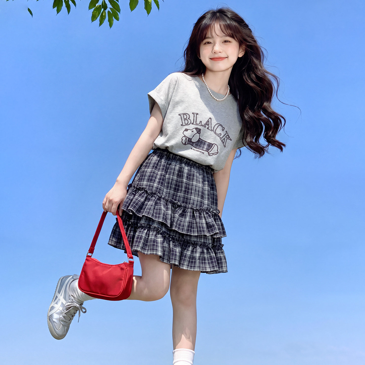 格子裙~小女孩蛋糕裙~