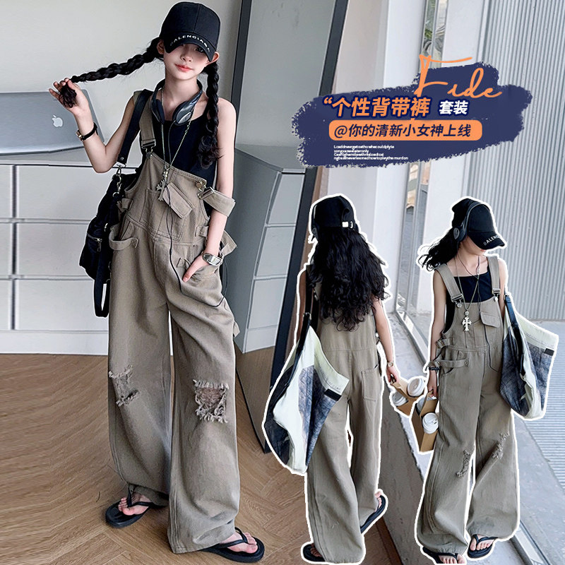 女大童夏季韩范背带裤套装