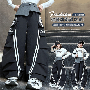 甜酷女童jazz爵士舞练功裤子潮酷时髦街舞工装裤儿童舞蹈服秀演出