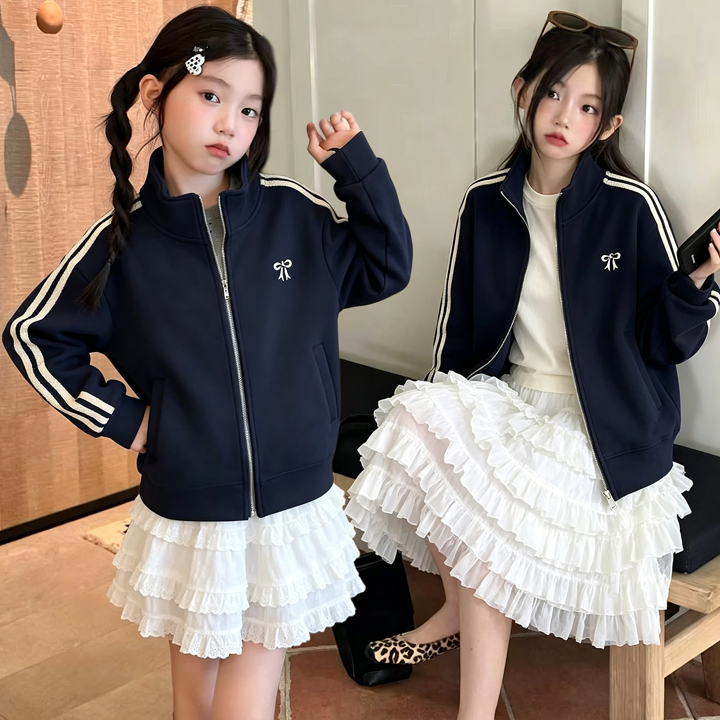 蝴蝶结绣花棒球服~外套