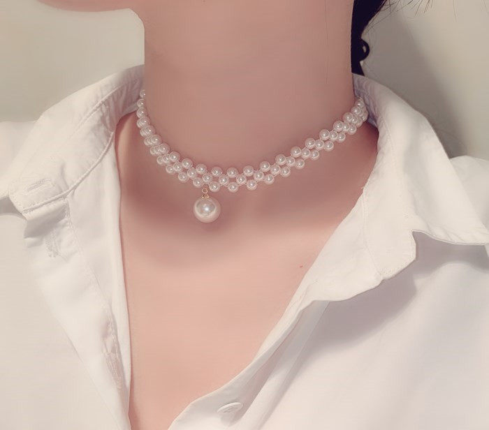 日韩小众短款珍珠锁骨链仙女气质百搭简约choker颈链项链脖子饰品