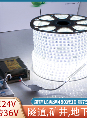 24v36v灯带led双排2835低压防雨工程工地下室楼隧道矿井渔船照明