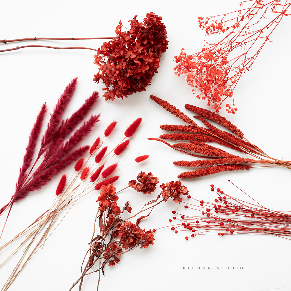 北花西舍红色干花新年装饰