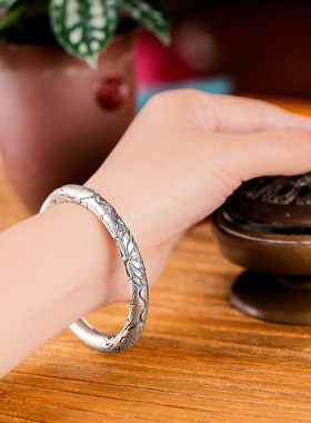 亘古银手镯民族风女999足银定制
