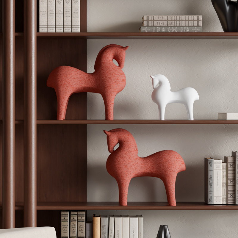 红色陶瓷马办公室桌面装饰摆件客厅壁龛书柜酒柜玄关高档乔迁礼物,家居饰品,装饰摆件,淘宝优惠券,粉丝福利购,淘宝优惠卷