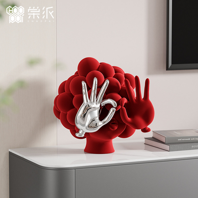 轻奢高级感摩登女郎植绒摆件客厅玄关电视柜抽象人物小众软装饰品