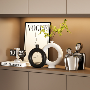 奶油风玄关入户花瓶软装摆件客厅高级感餐边柜酒柜小众乔迁装饰品