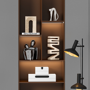 轻奢中古风书柜摆件客厅电视柜样板间高级感复古艺术小众软装饰品