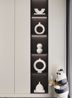 现代简约高端电视柜酒柜装饰摆件家居客厅艺术白色陶瓷套装装饰