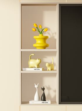 现代简约电视柜开放格摆件客厅酒柜壁龛书柜小众艺术陶瓷软装饰品