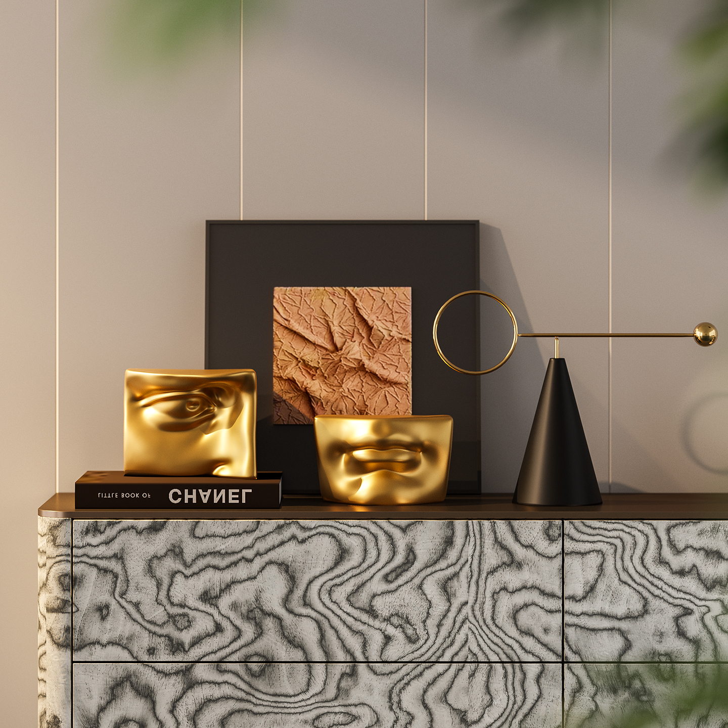 意式轻奢玄关黑金陶瓷艺术摆件客厅样板房高级感桌面创意软装饰品