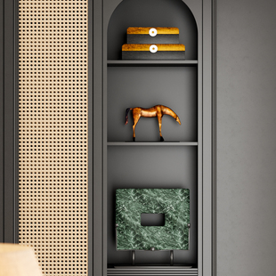 新中式客厅开放格摆件中古风高档样板房书柜沙发背景壁龛软装饰品