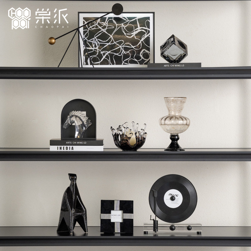 意式轻奢电视柜壁龛摆件客厅样板房书柜开放格高级感艺术软装饰品
