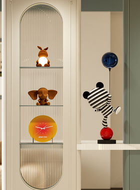 现代轻奢高级感客厅电视柜玄关隔断柜摆件样板房入户屏风柜装饰品