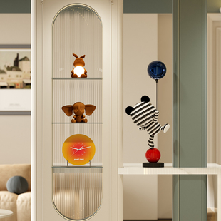 现代轻奢高级感客厅电视柜玄关隔断柜摆件样板房入户屏风柜装饰品