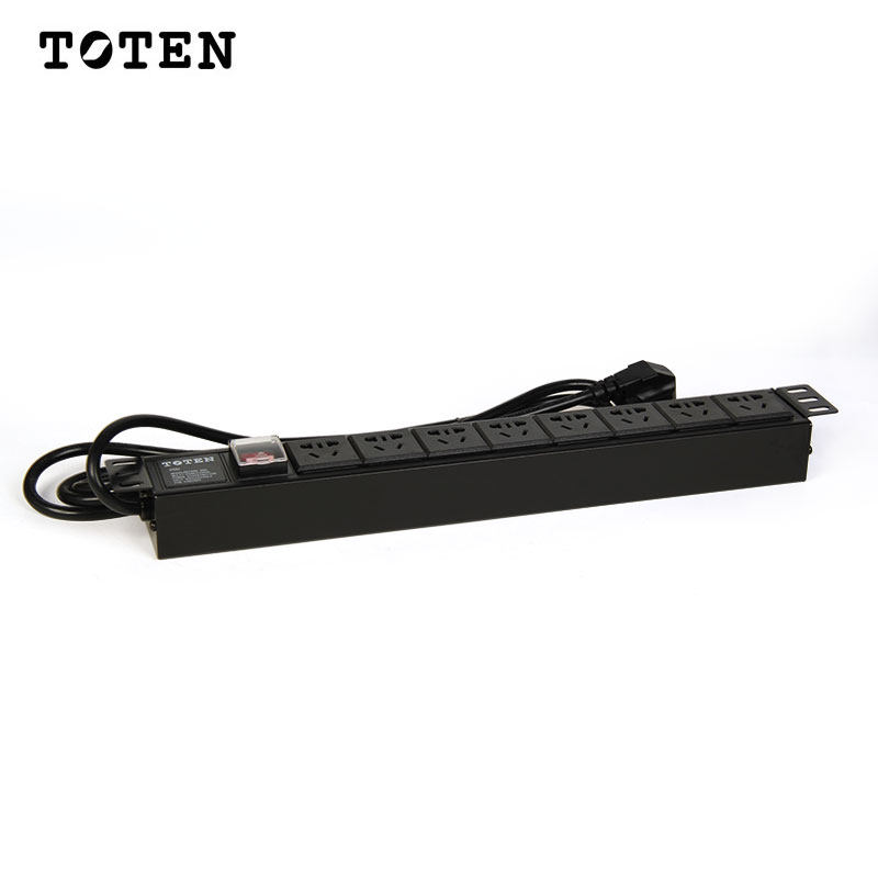 正品图腾8位五孔PDU输入输出10A机柜电源插座排插横装插排分配器八位多孔办公家用带开关322006218