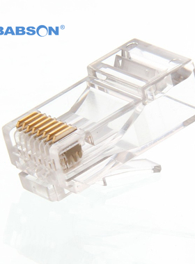 BABSON百森非屏蔽六类网络水晶头rj45连接头8芯50μ镀金23/24AWG