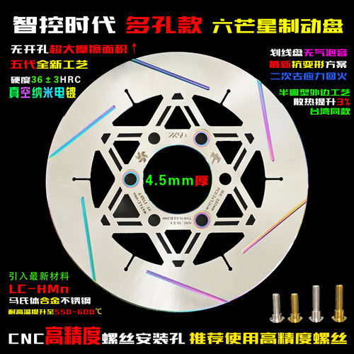 智控时代六芒星纳米真空电镀划线220/245高性能半圆边碟刹制动盘