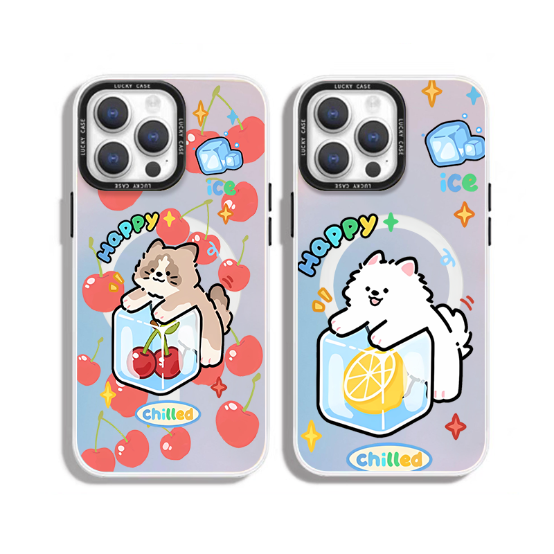 可爱小狗 适用于iPhone16promax苹果15pro镭射磁吸手机壳小众独特14高级感轻奢13ins风华为pura70艺术小米全