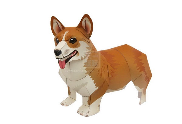 柯基犬小狗3d纸模型diy益智手工课立体折纸玩具天一纸艺