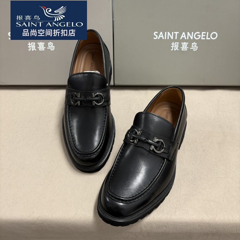 报喜鸟男鞋新款英伦商务休闲皮鞋套脚轻便透气软底时尚豆豆一脚蹬