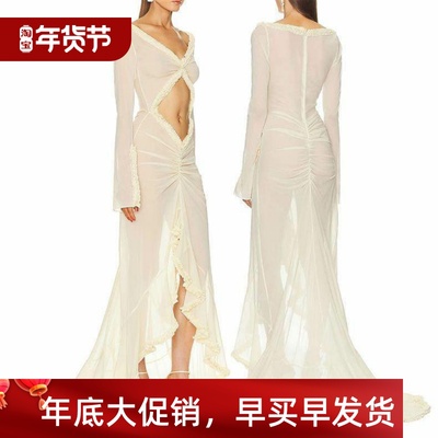 Women Babydoll Lingerie Dress Long Sleeve Chemise Mesh Night