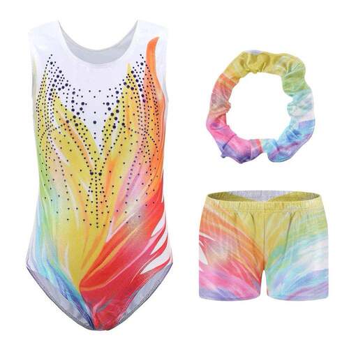 Kids Girls Gymnastics Leotards Bronzing Sleeveless Dancewear