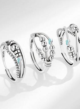 Argent Sterling Silver 925 Bague Anti Sress Womens Rings Fid