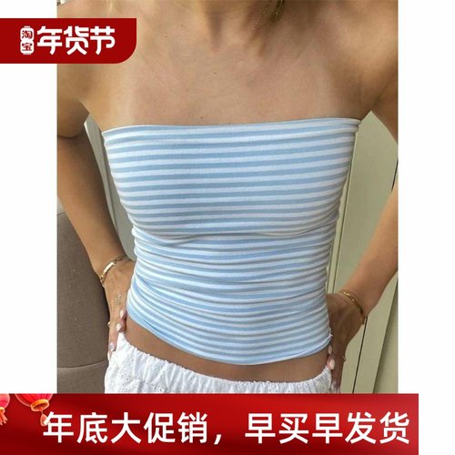 CHRONSTYLE Women Cropped Tube Tops Strapless Off Shoulder