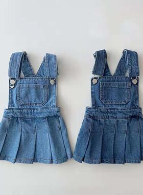 Children's Clothing Spring New Girls' Denim Strap Dress All-