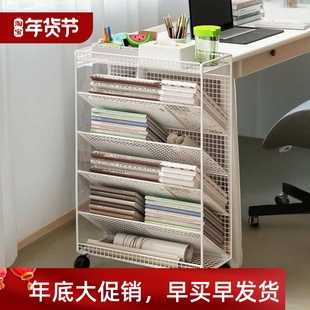 Small bookshelf next to the desk side gap book storage shelf