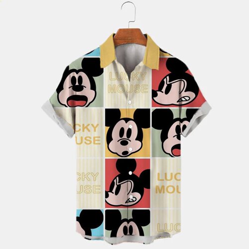 Retro 3D printed lapel loose shirt 复古3D印花翻领宽松衬衣