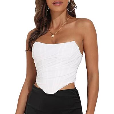Fishbone sexy zipper wrap chest top 鱼骨性感拉链束身裹胸上衣