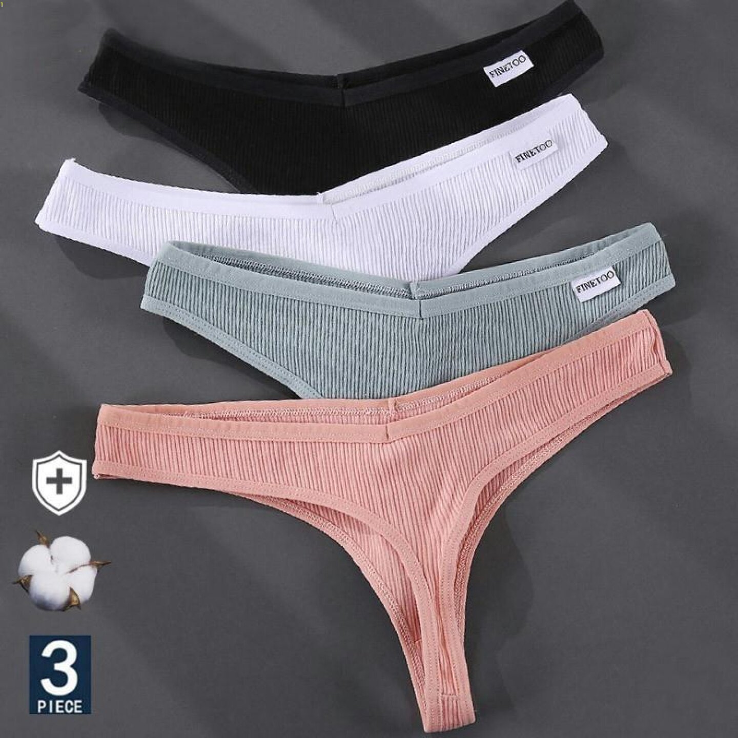 3PCS/Set G-string Panties Cotton Women Underwear Sexy Thong图片