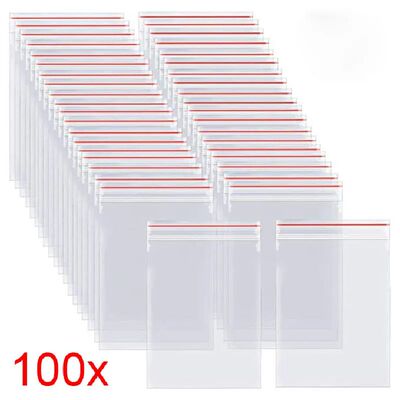 100pcs/pack Self Seal Clear Plastic Poly Bag Resealable Zip
