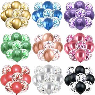 10PCS Gold Silver Metal Latex Confetti Balloons Baby Shower