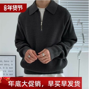 Half Zip Sweater Men's Autumn/Winter Polo Shirt Loos