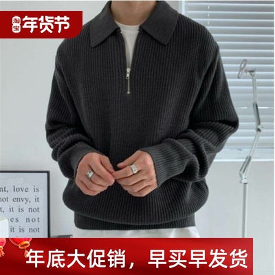 Half Zip Sweater Men's Autumn/Winter Polo Shirt Loos