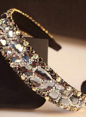 Korean Fashion Luxury Sparkly Gray Crystal Bridal Hairband S