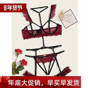 out lace underwear Solid 镂空蕾丝内衣套装 hollowed set color