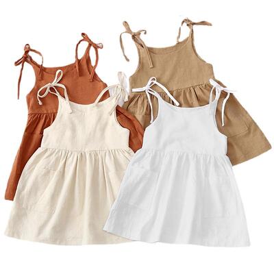 Summer Toddler Girl Dress Sleeveless Cotton Kids Beach Dress