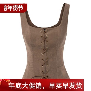 Lace Front Faux Neck Square Vintage Suede Back Women